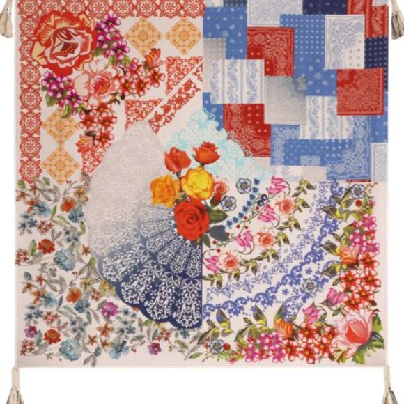 NWT Johnny Was Biya JWLA 3J Workshop Tango Silk Scarf Wrap Shawl Tassels… - Picture 1 of 8